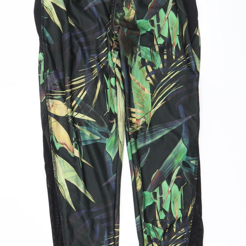 Workout Womens Green Floral  Jegging Leggings Size 6 L20 in
