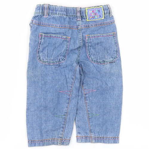 Minoti Girls Blue  Denim Cargo Jeans Size 9-12 Months