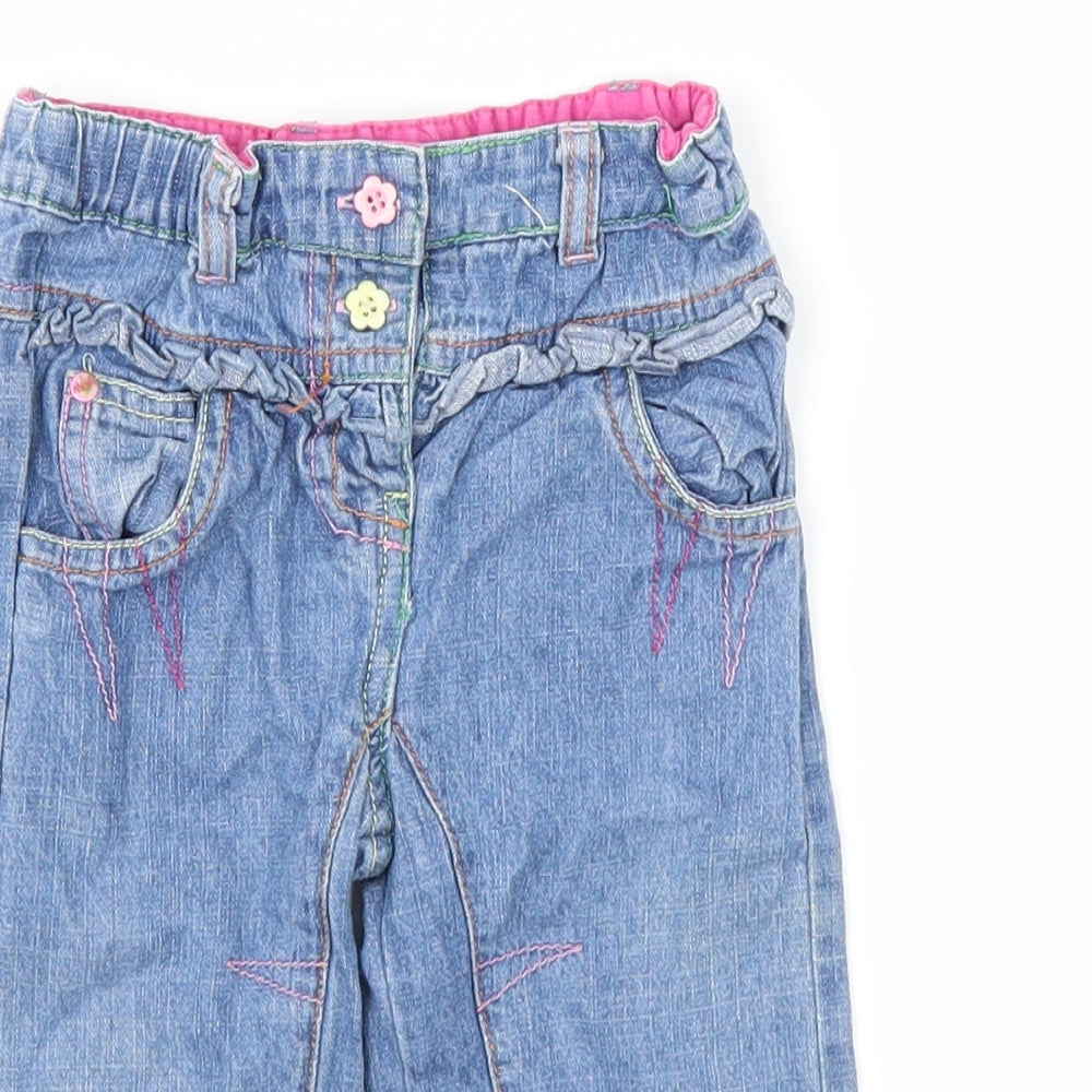 Minoti Girls Blue  Denim Cargo Jeans Size 9-12 Months