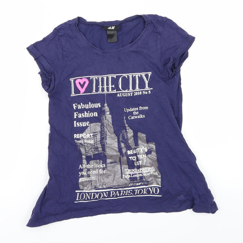 H&M Girls Purple   Basic T-Shirt Size 9-10 Years
