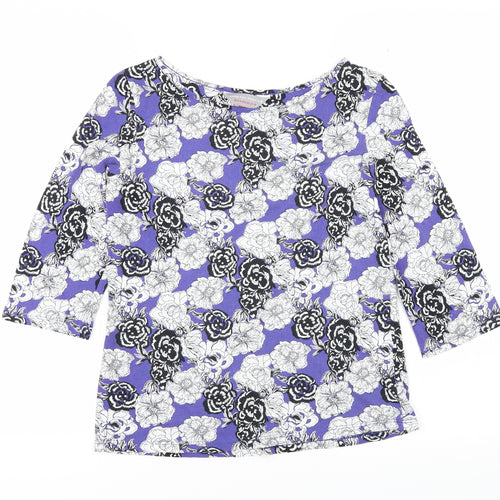 Dorothy Perkins Womens Purple Floral  Basic T-Shirt Size 10