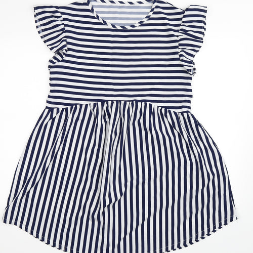 SheIn Womens Blue Striped  Skater Dress  Size M
