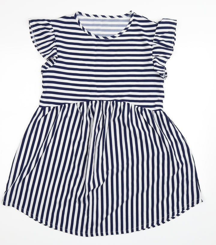 SheIn Womens Blue Striped Skater Dress Size M