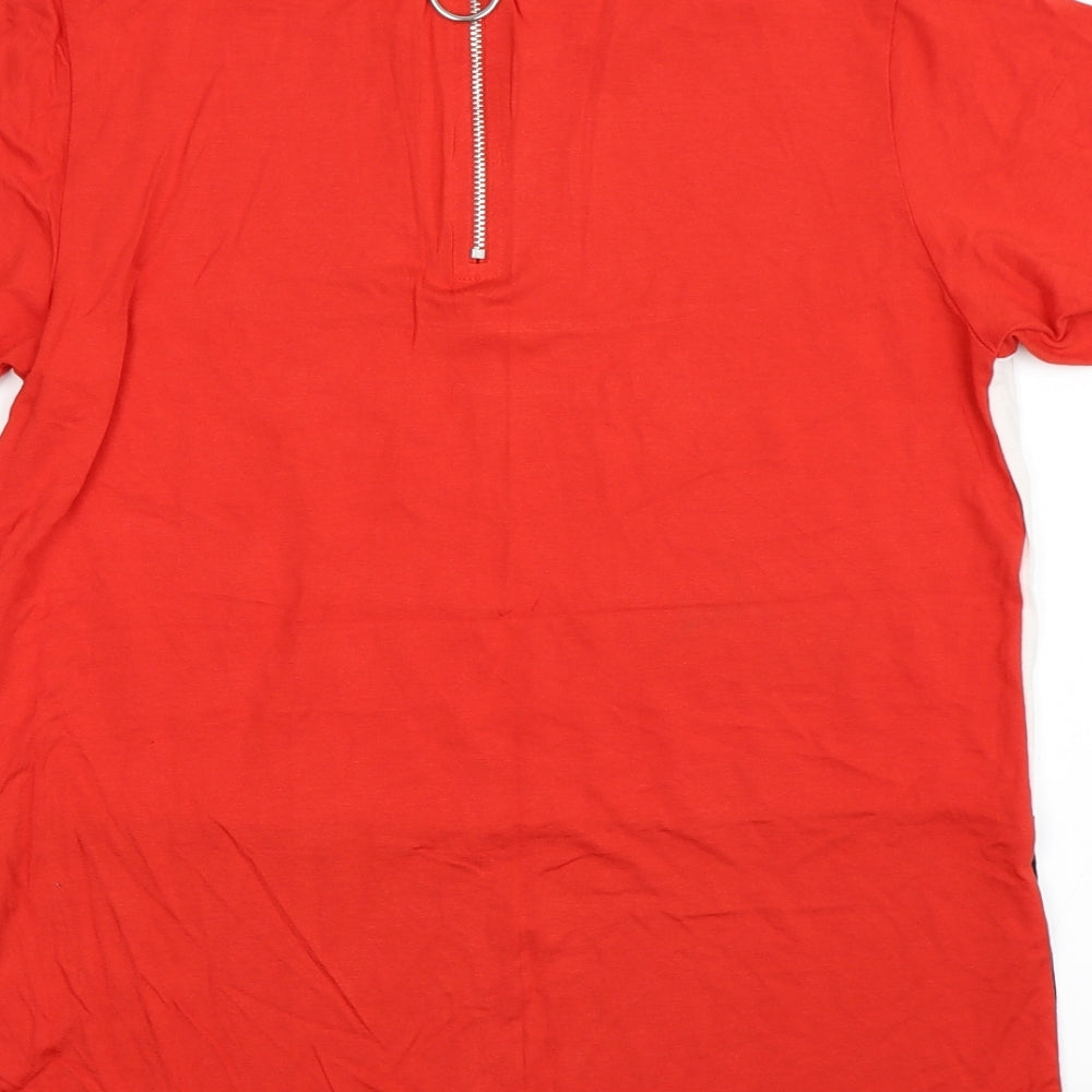 Select Womens Red Striped  Basic T-Shirt Size 10
