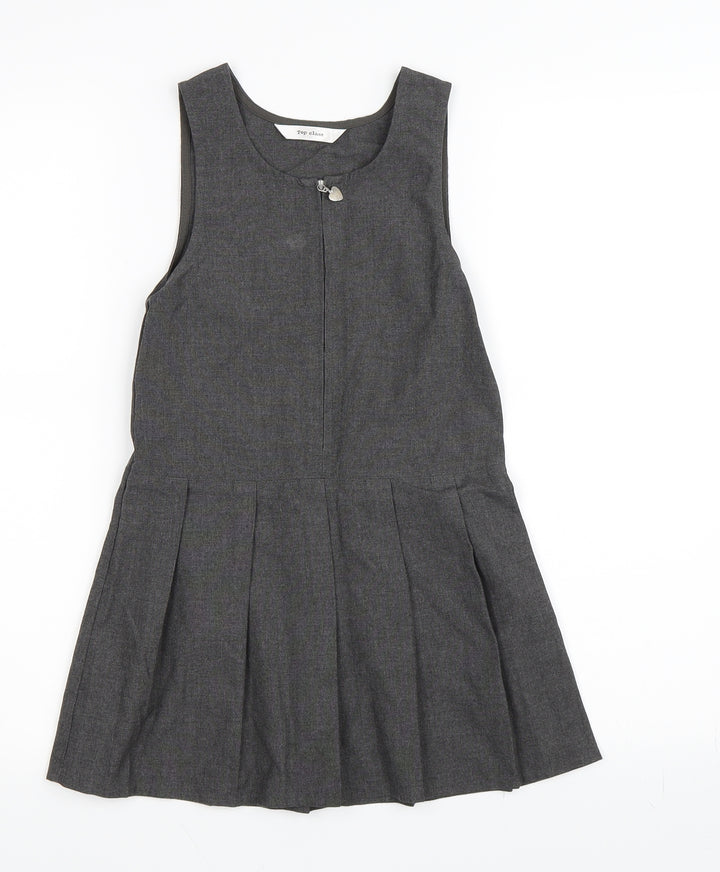 Top Class Girls Grey Pinafore/Dungaree Dress Size 5-6 Years