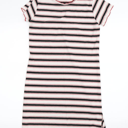 Primark Girls White Striped  T-Shirt Dress  Size 13-14 Years