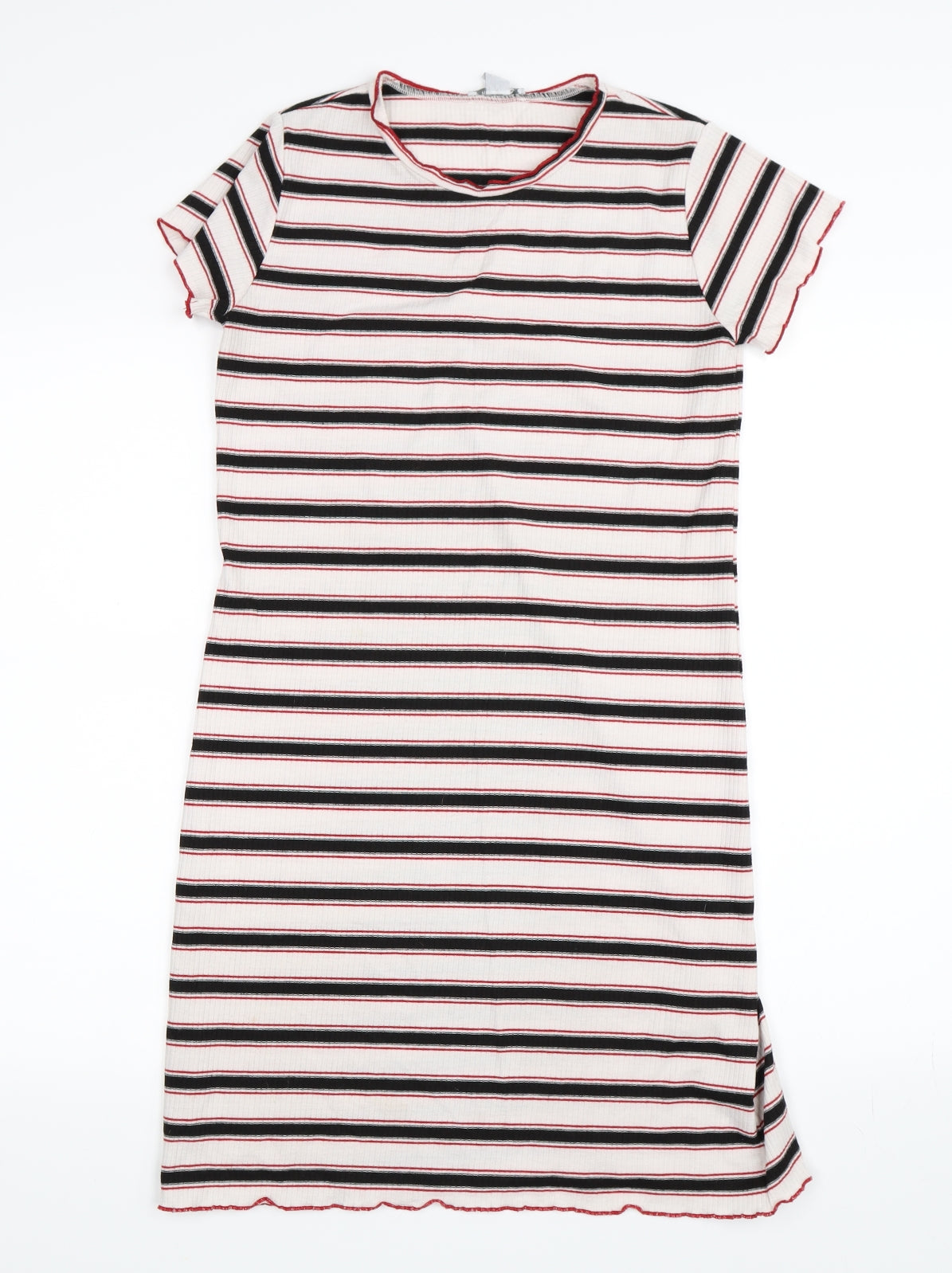 Primark Girls White Striped  T-Shirt Dress  Size 13-14 Years