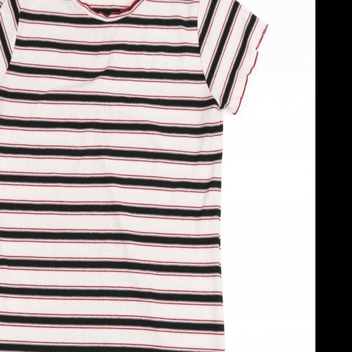 Primark Girls White Striped  T-Shirt Dress  Size 13-14 Years