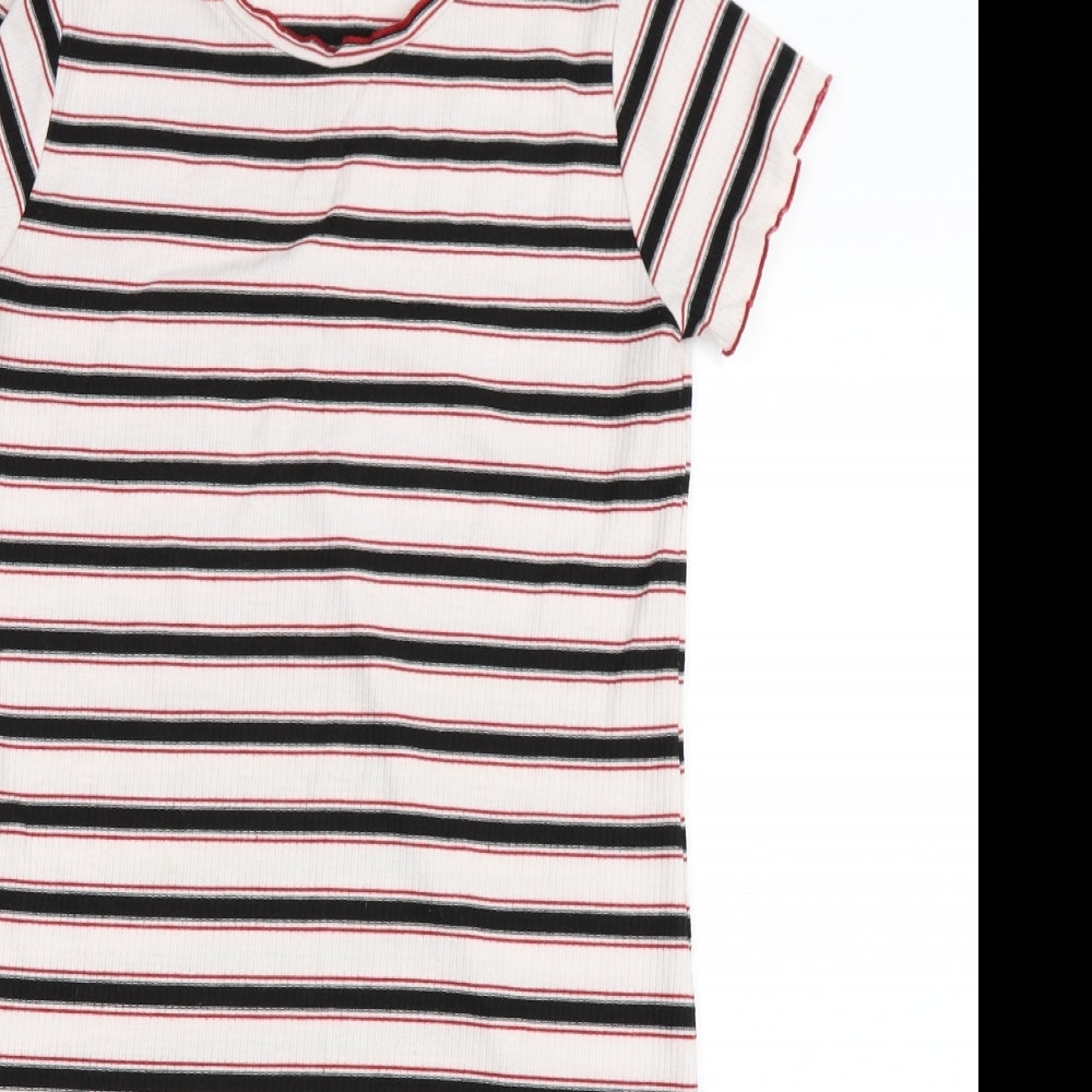 Primark Girls White Striped  T-Shirt Dress  Size 13-14 Years