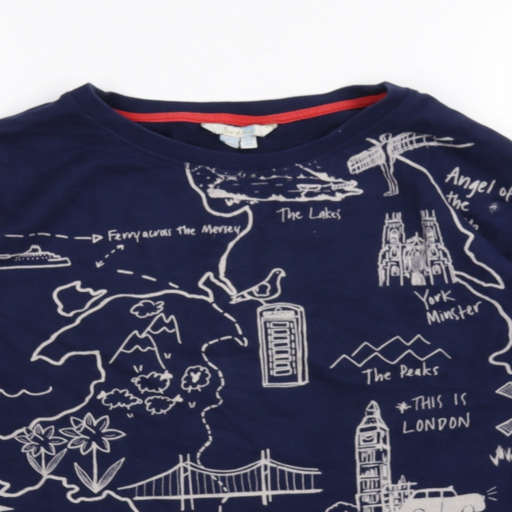 Boden Womens Blue Geometric  Pullover Jumper Size 10  - map print