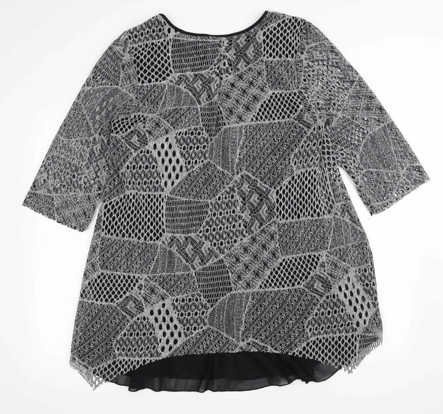 Preworn Womens Black   Fit & Flare  Size 14  - Layered with silver/grey