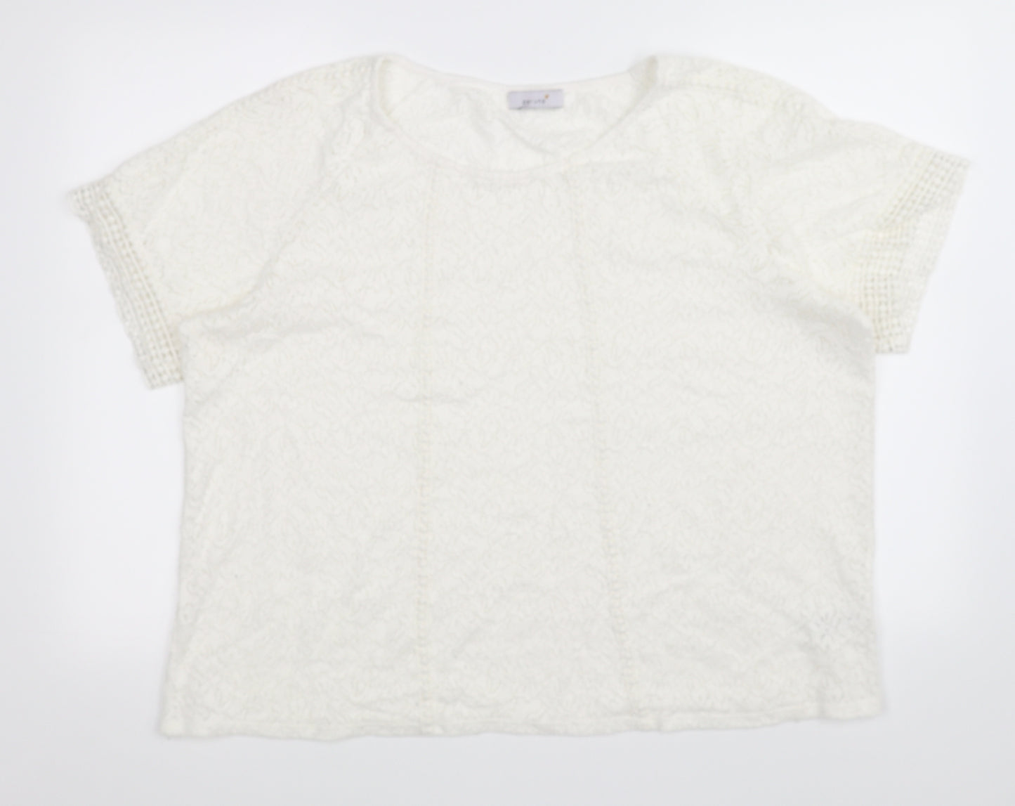 Marks and Spencer Womens Ivory Floral  Basic T-Shirt Size 20  - lace