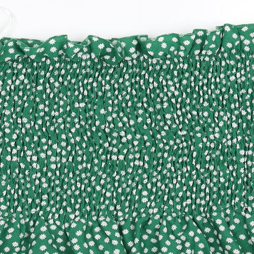 SHIEN Womens Green Floral  Cropped Blouse Size 3XL
