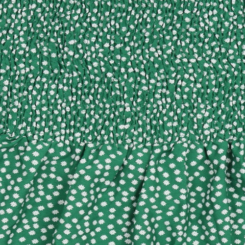 SHIEN Womens Green Floral  Cropped Blouse Size 3XL