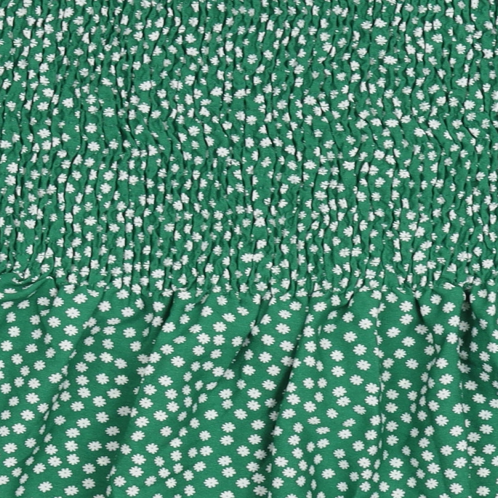 SHIEN Womens Green Floral  Cropped Blouse Size 3XL