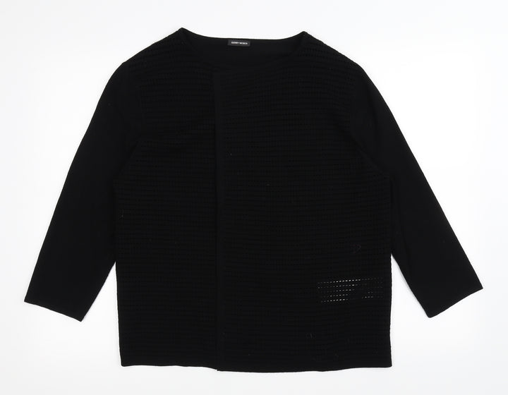 Gerry Weber Womens Black   Cardigan Jumper Size 14  - see through front