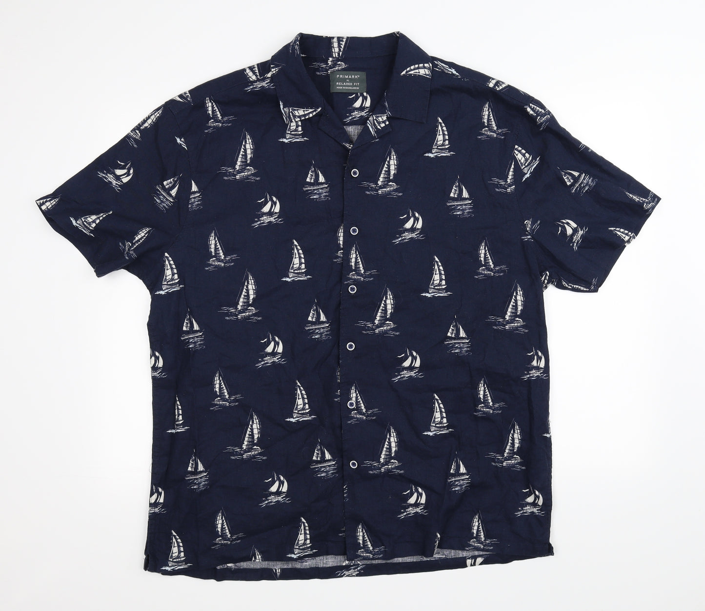 Primark Mens Blue    Button-Up Size XL  - Nautical