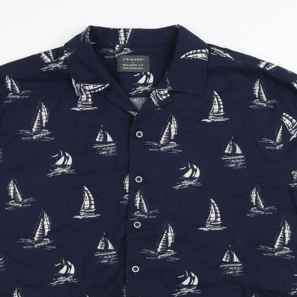 Primark Mens Blue    Button-Up Size XL  - Nautical