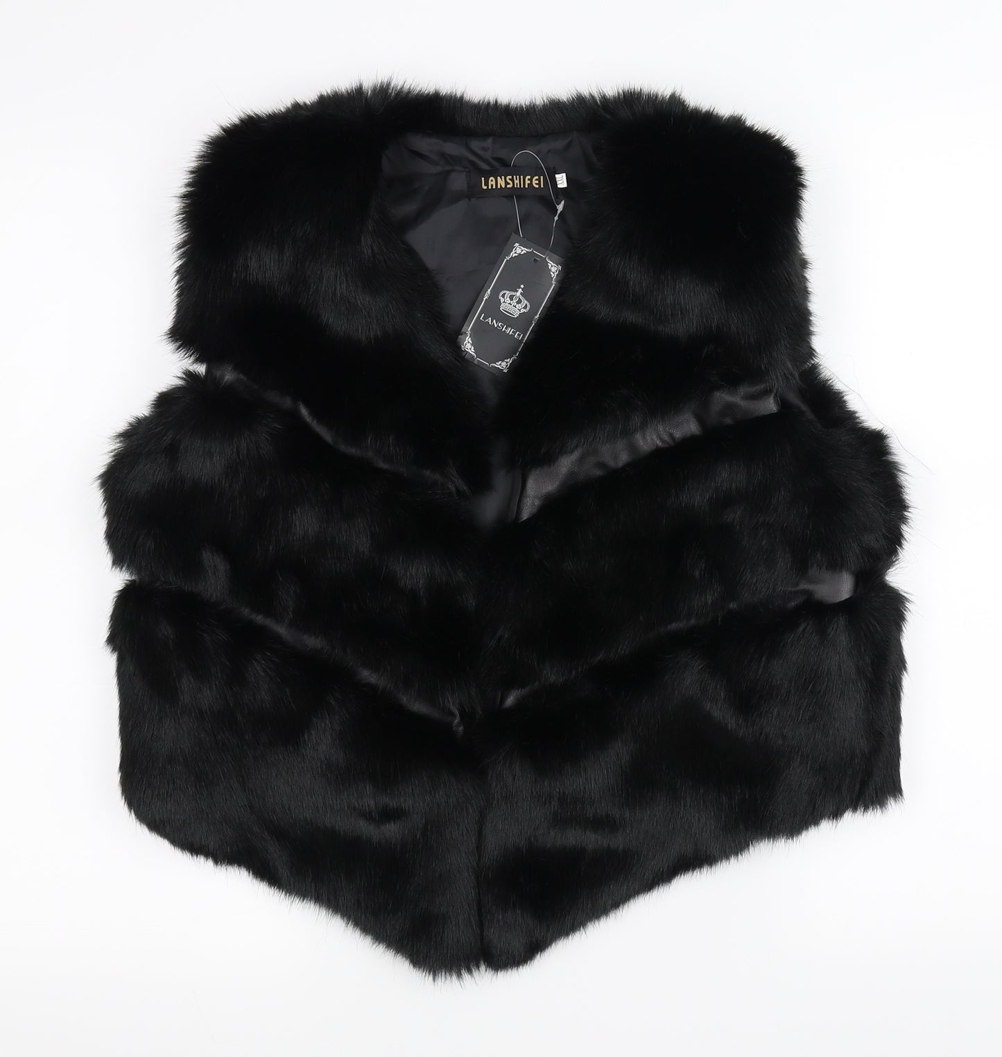Lanshifei Womens Black   Gilet Coat Size 2XL