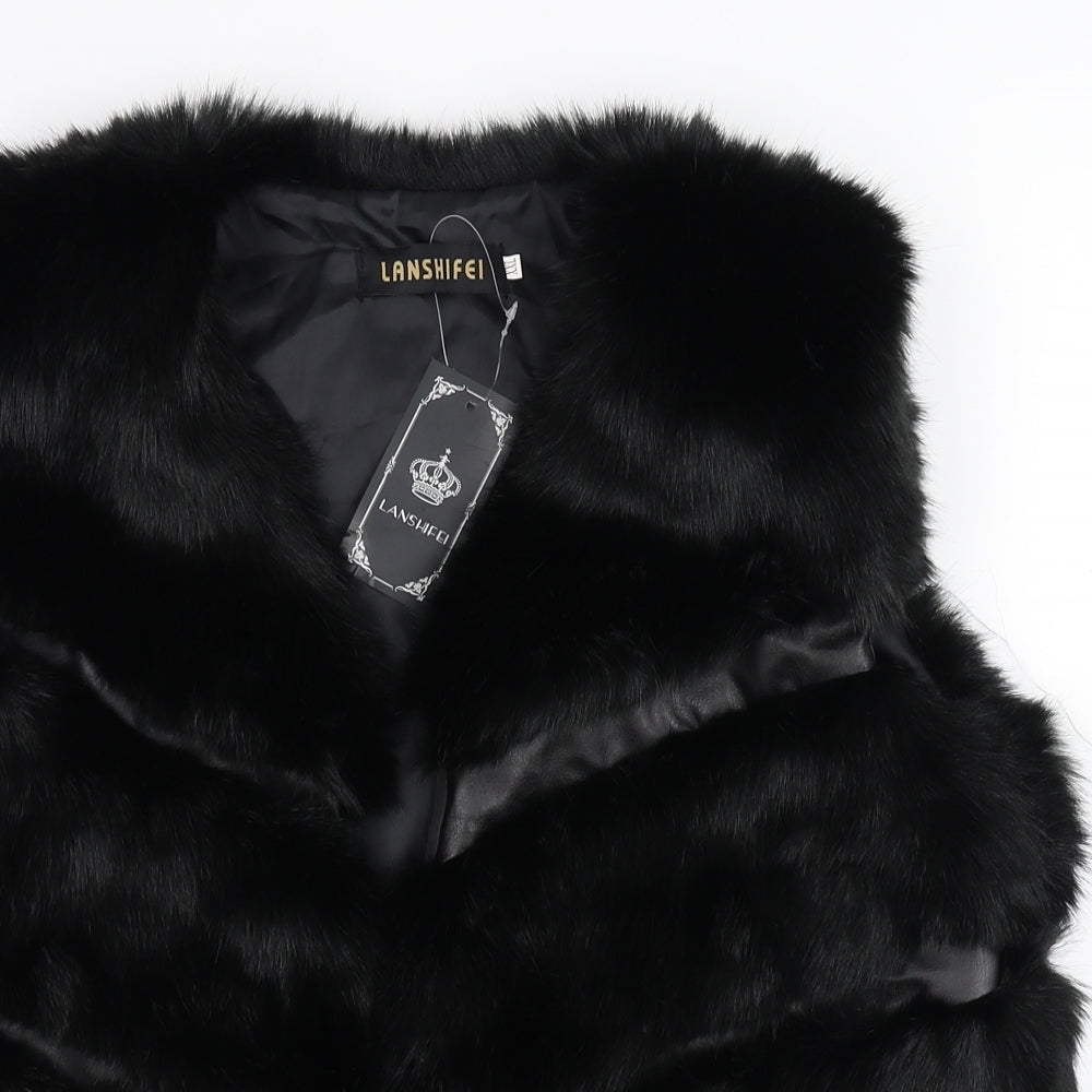 Lanshifei Womens Black   Gilet Coat Size 2XL