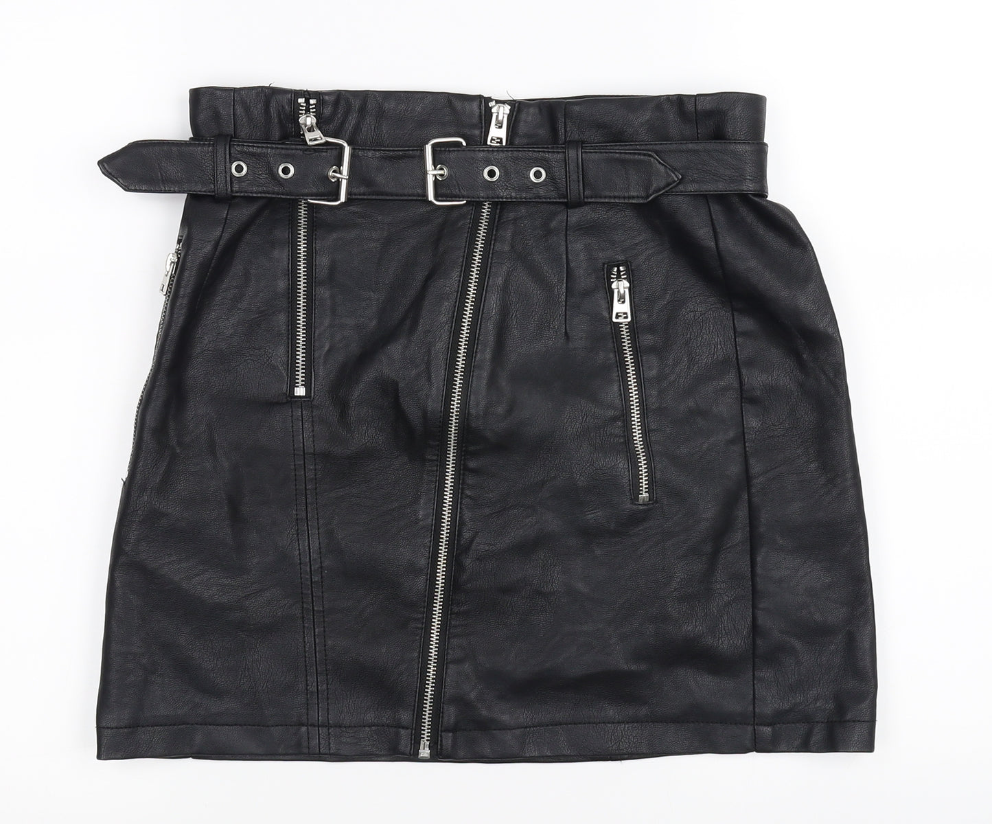 Topshop Womens Black   A-Line Skirt Size 10  - Biker