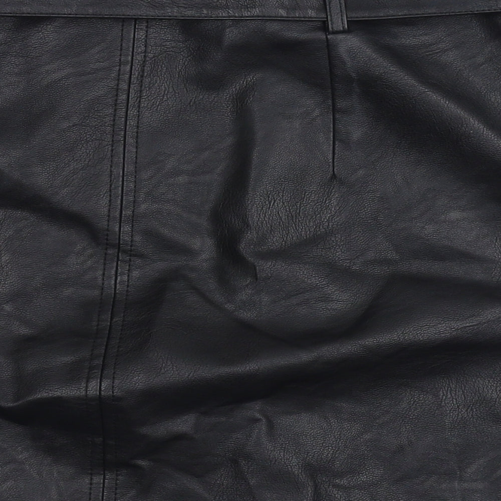 Topshop Womens Black   A-Line Skirt Size 10  - Biker