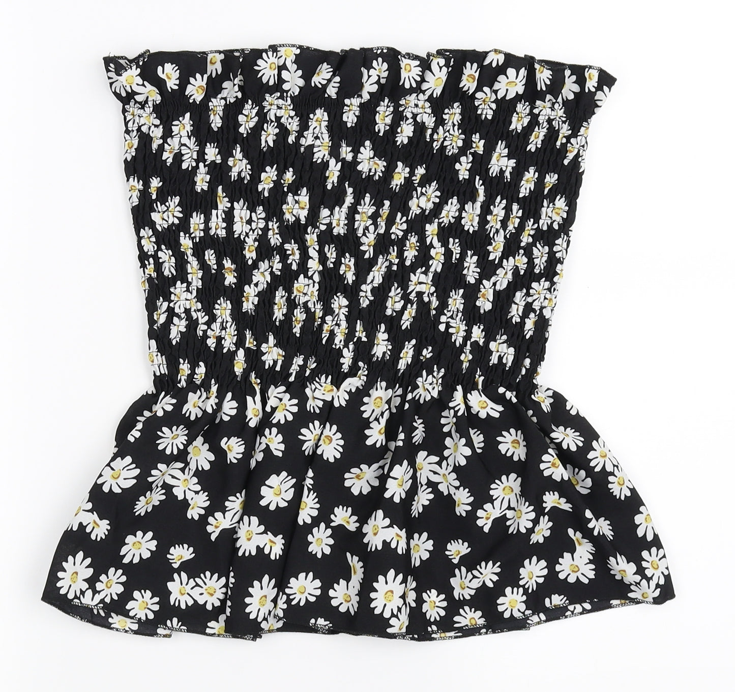 SheIn Womens Black Floral  Cropped Blouse Size 2XL