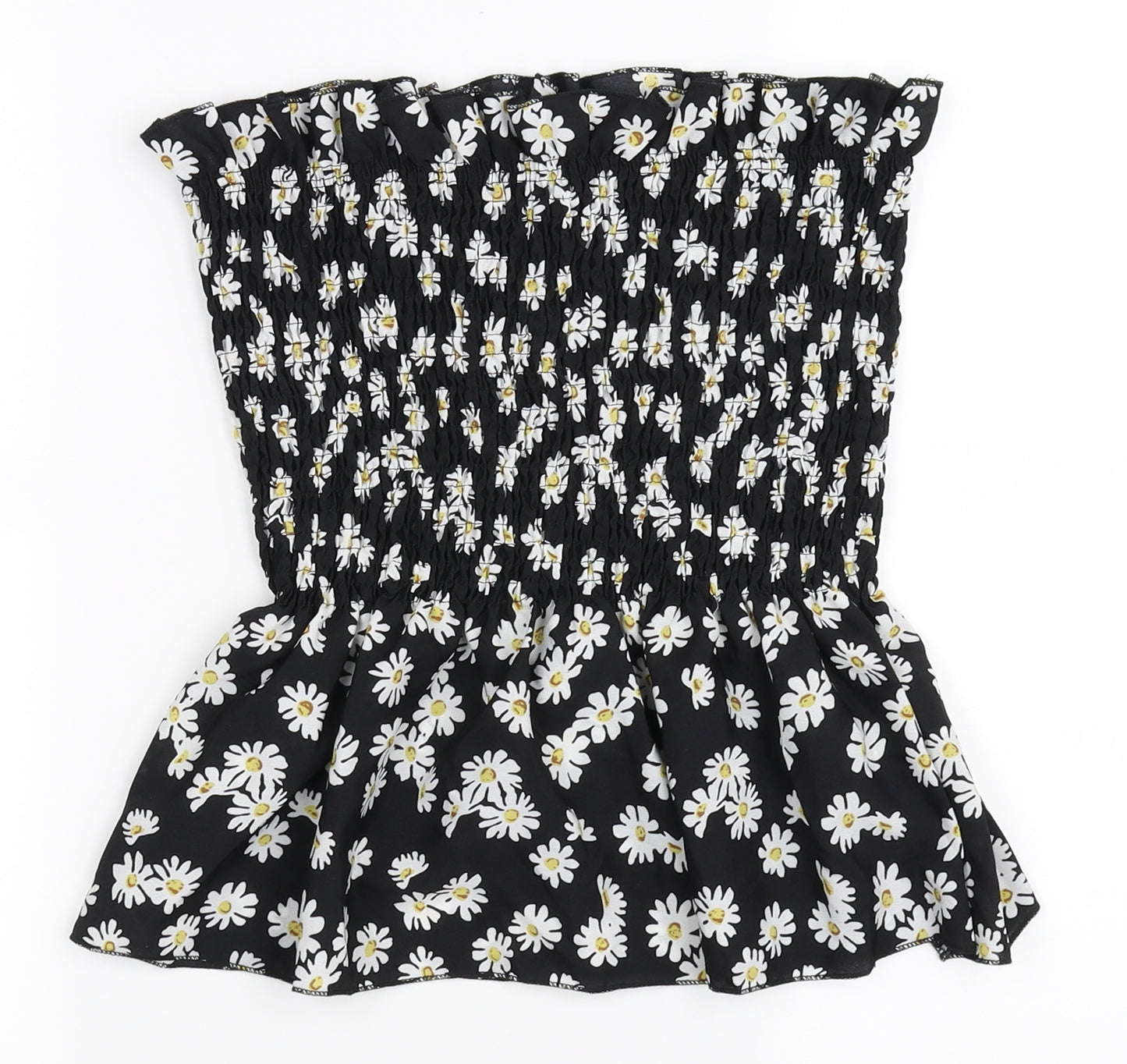 SheIn Womens Black Floral  Cropped Blouse Size 2XL