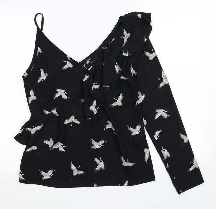 Atmosphere Womens Black Animal Print Basic Blouse Size 8