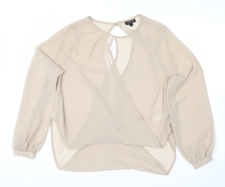 Topshop Womens Beige   Wrap Blouse Size 8