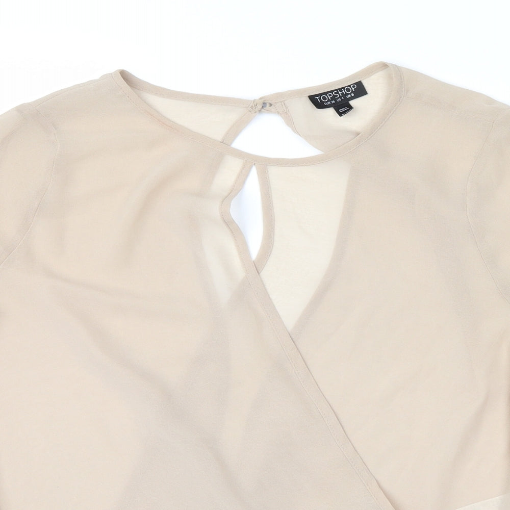 Topshop Womens Beige   Wrap Blouse Size 8