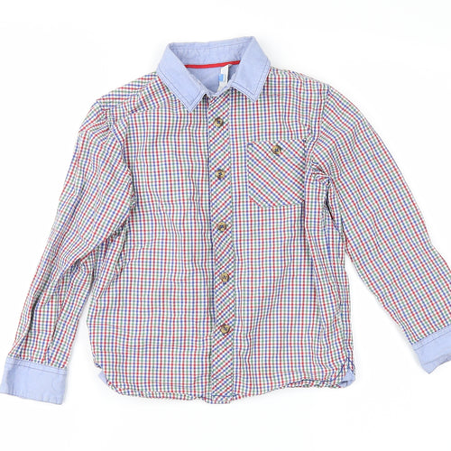 John Lewis Boys Blue Plaid  Basic Button-Up Size 6 Years