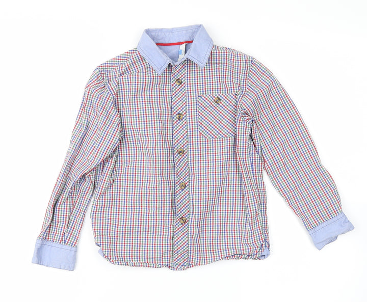 John Lewis Boys Blue Plaid Basic Button-Up Size 6 Years