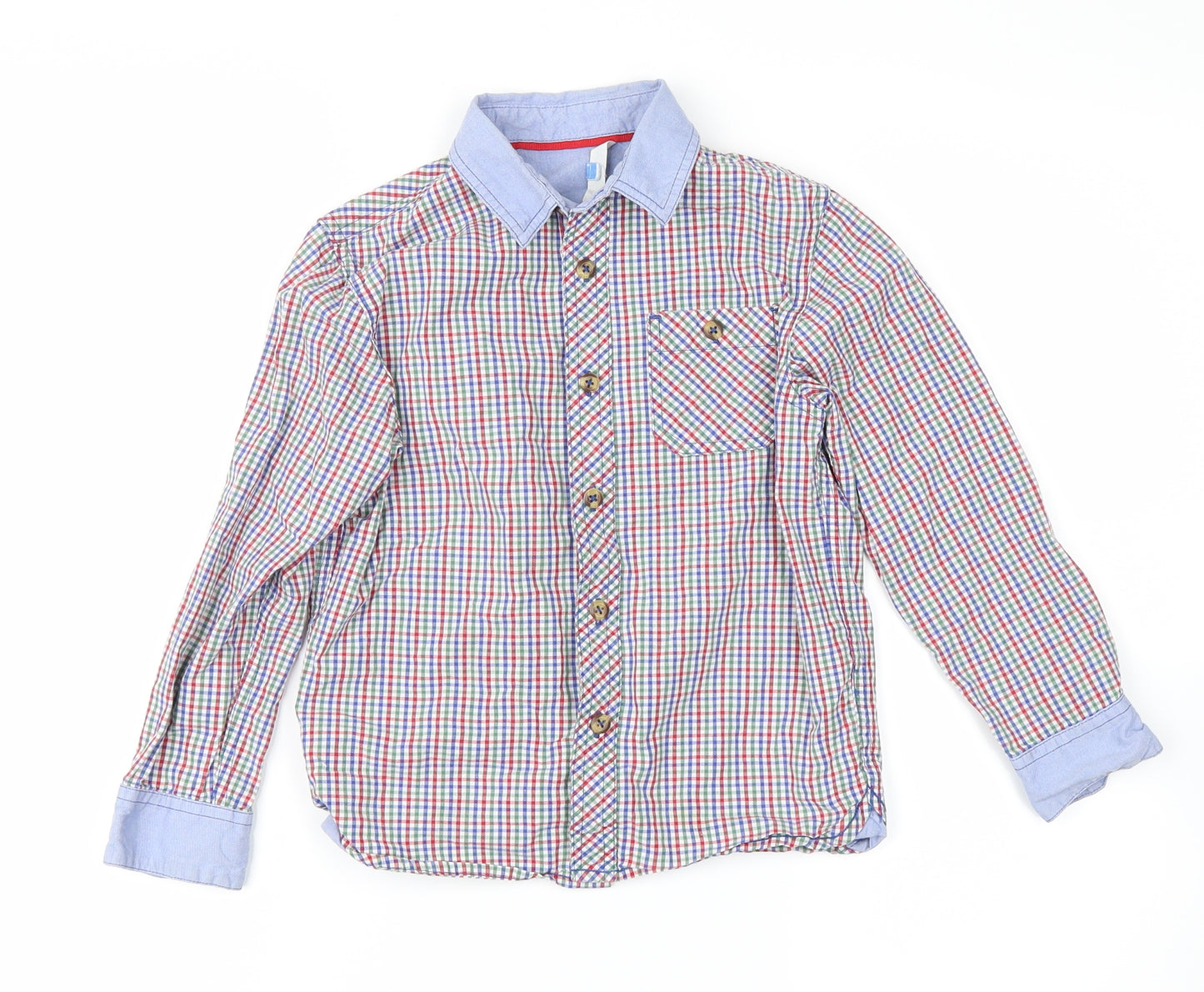 John Lewis Boys Blue Plaid  Basic Button-Up Size 6 Years