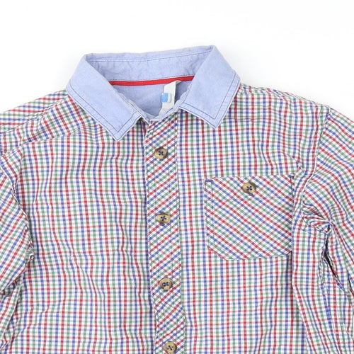 John Lewis Boys Blue Plaid  Basic Button-Up Size 6 Years