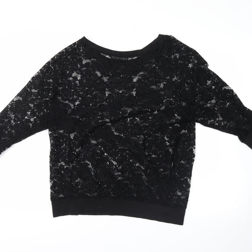 NEXT Womens Black Floral  Pullover Jumper Size 14