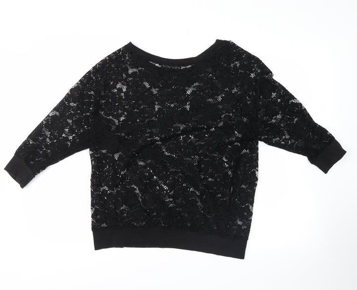 NEXT Womens Black Floral  Pullover Jumper Size 14