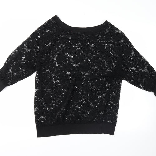 NEXT Womens Black Floral  Pullover Jumper Size 14