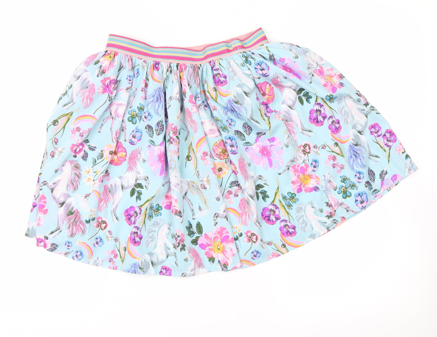 Monsoon Girls Black Floral  Pleated Skirt Size 10-11 Years - unicorn, rainbows
