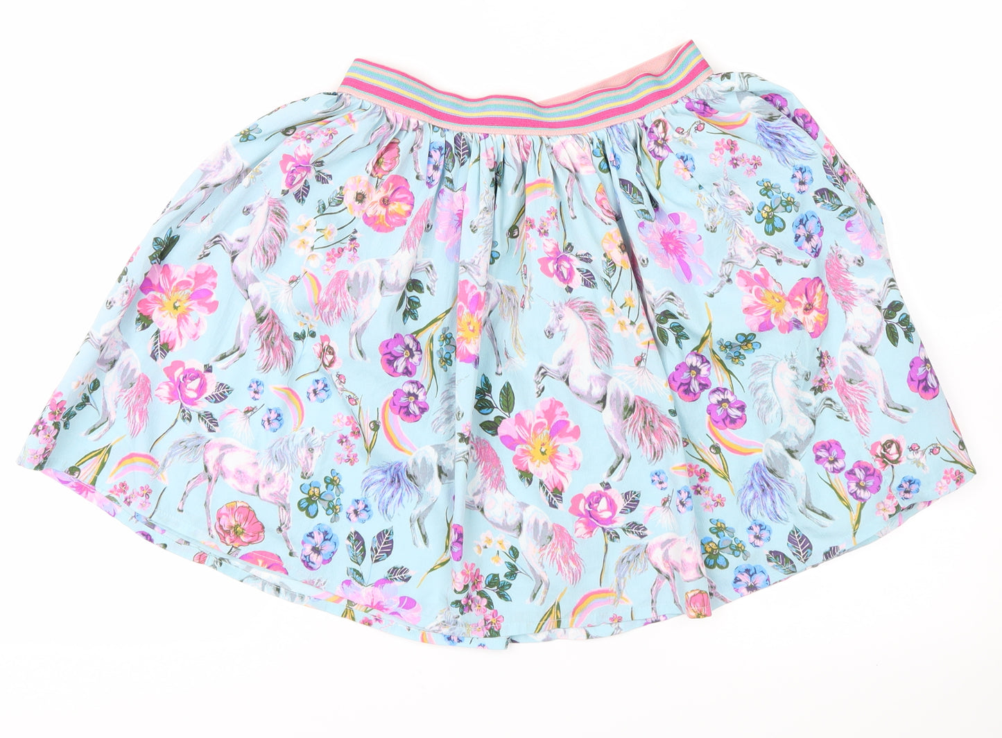 Monsoon Girls Black Floral  Pleated Skirt Size 10-11 Years - unicorn, rainbows