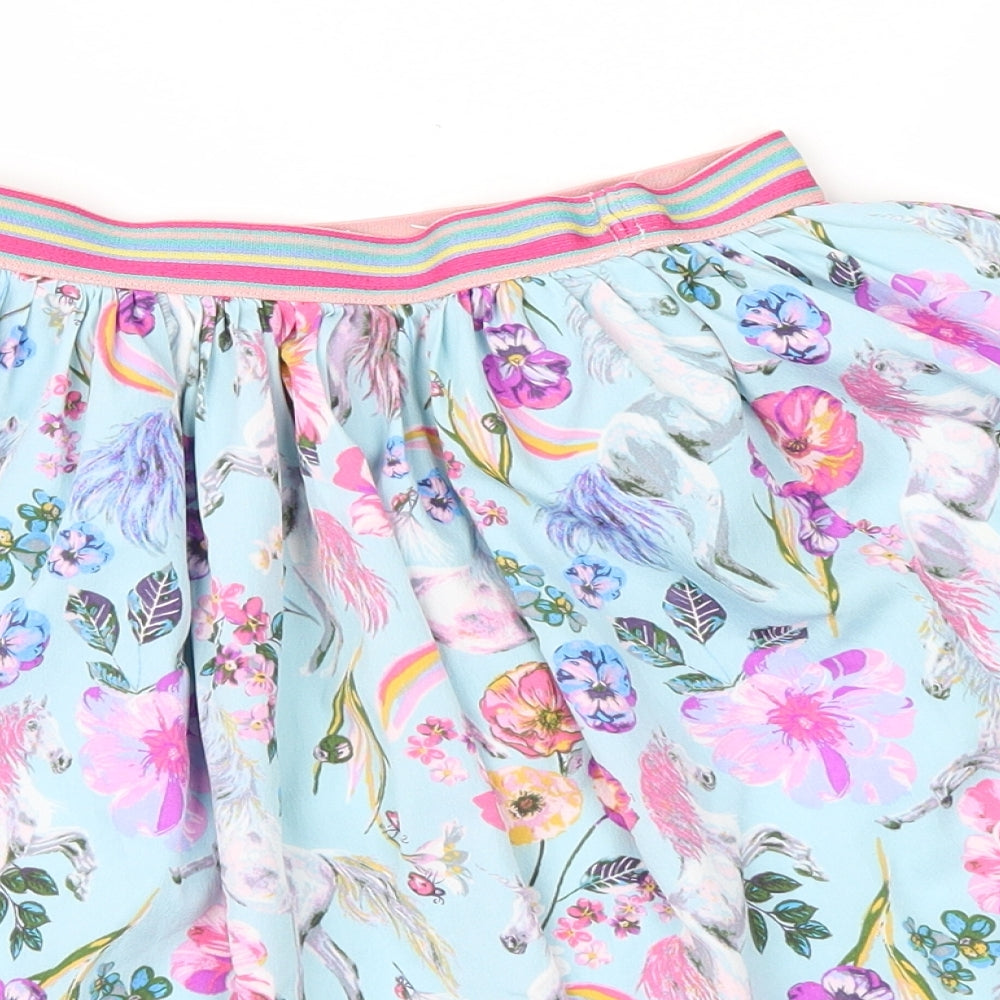 Monsoon Girls Black Floral  Pleated Skirt Size 10-11 Years - unicorn, rainbows