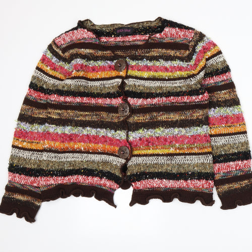 Jessica Graaf Womens Multicoloured Striped Knit Cardigan Jumper Size L