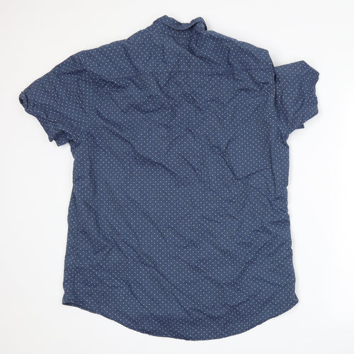 F&F Mens Blue Polka Dot   Button-Up Size XL