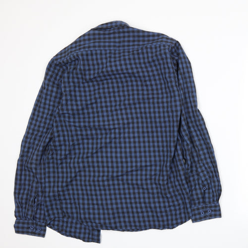 Seed Mens Blue Check   Button-Up Size M