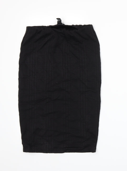 Front view of Forever 21 women’s black houndstooth straight & pencil skirt, size M