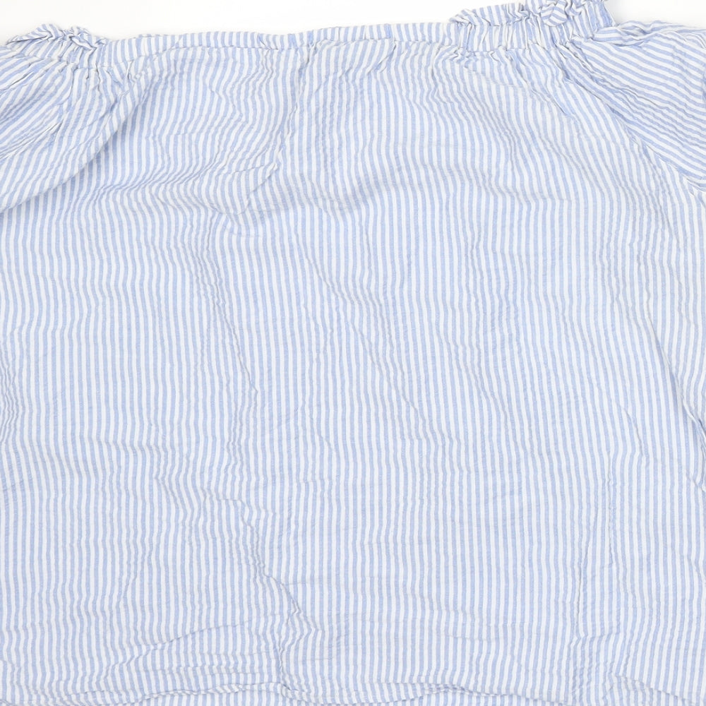 F&F Womens Blue Striped  Basic T-Shirt Size 18