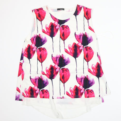 Quiz Womens White Floral  Basic Tank Size 18