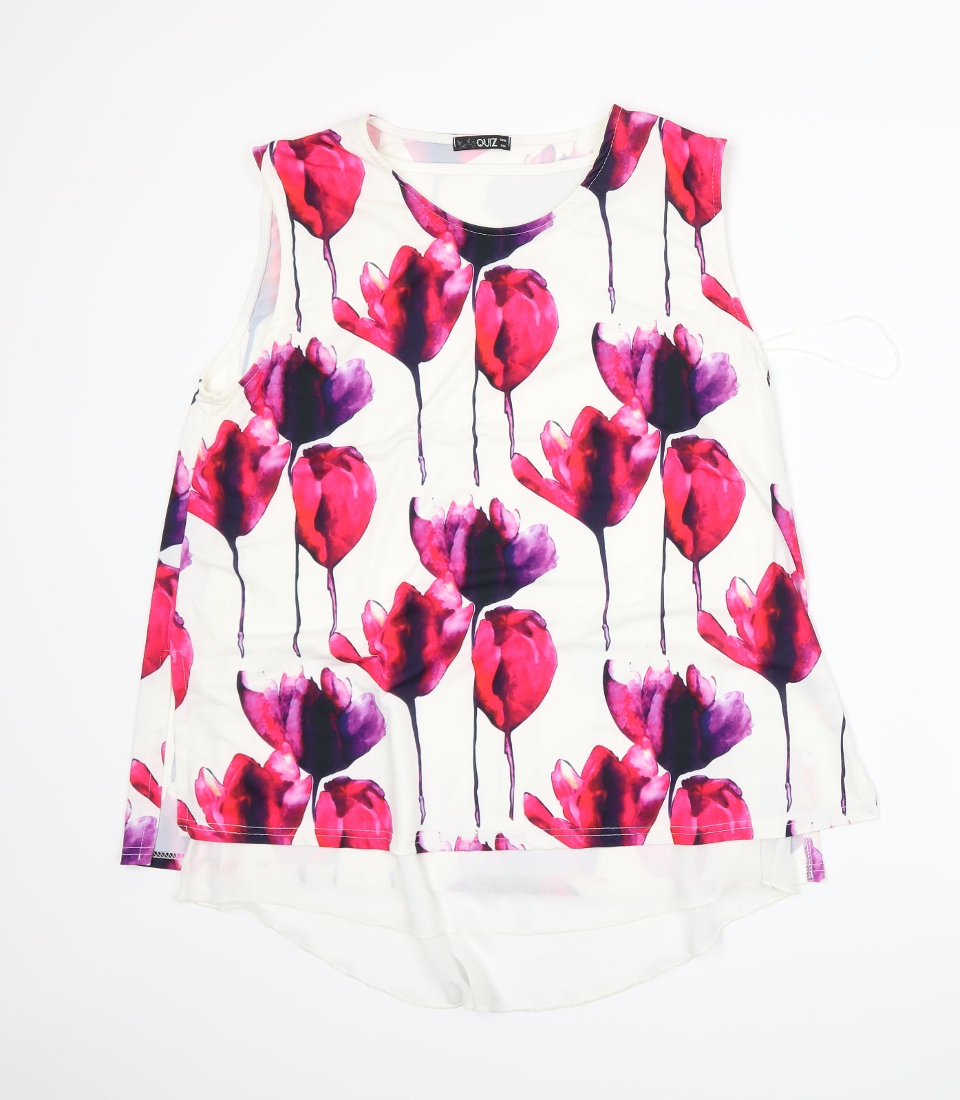 Quiz Womens White Floral  Basic Tank Size 18