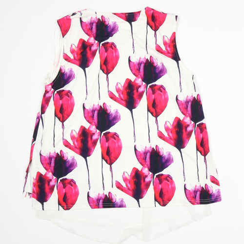 Quiz Womens White Floral  Basic Tank Size 18