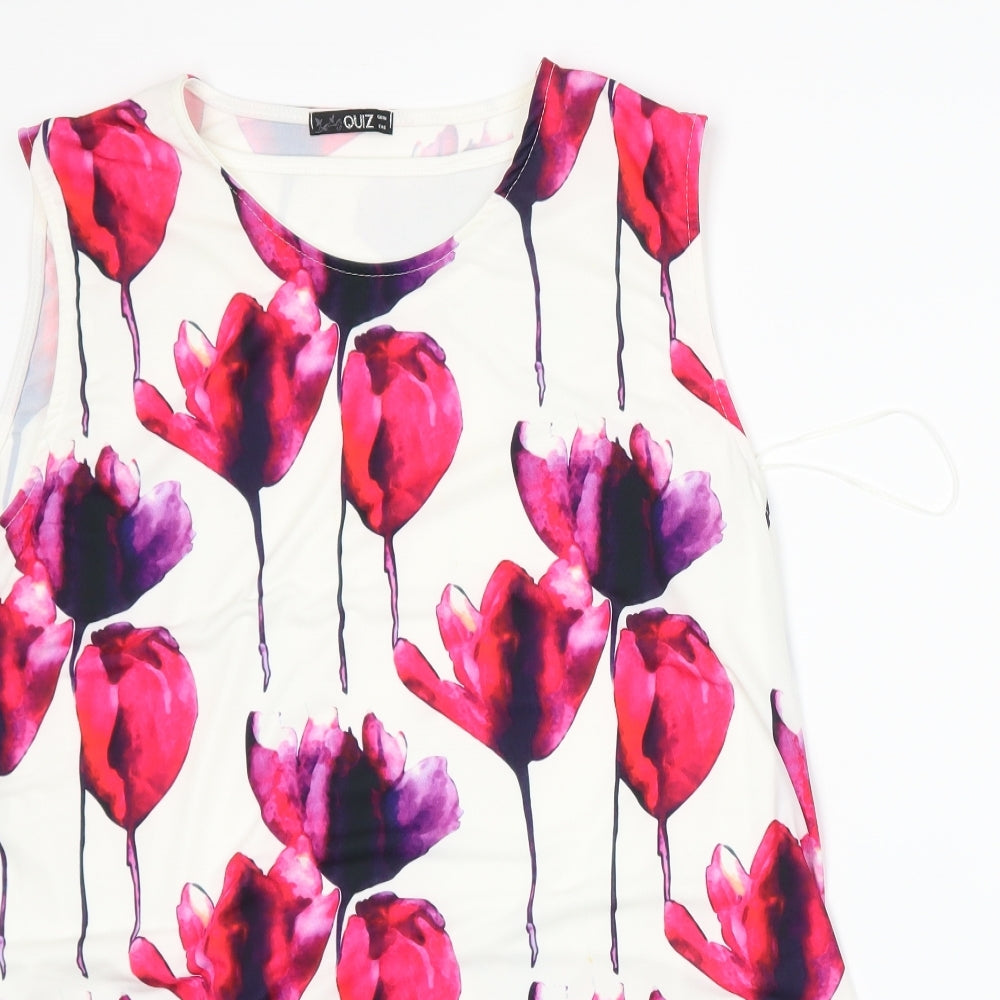 Quiz Womens White Floral  Basic Tank Size 18